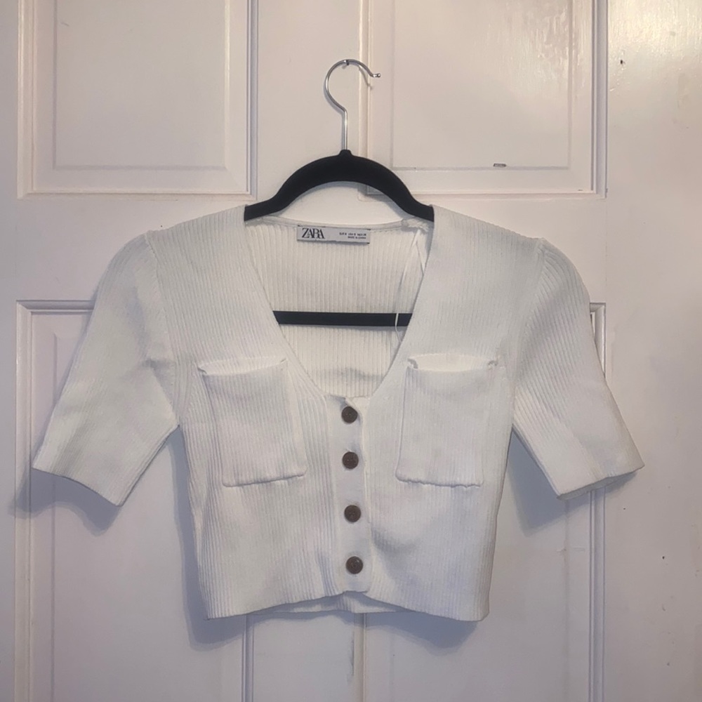 ZARA cropped button/down top